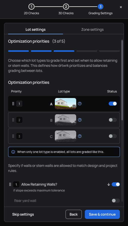 DRTWRK Optimization priorities detail